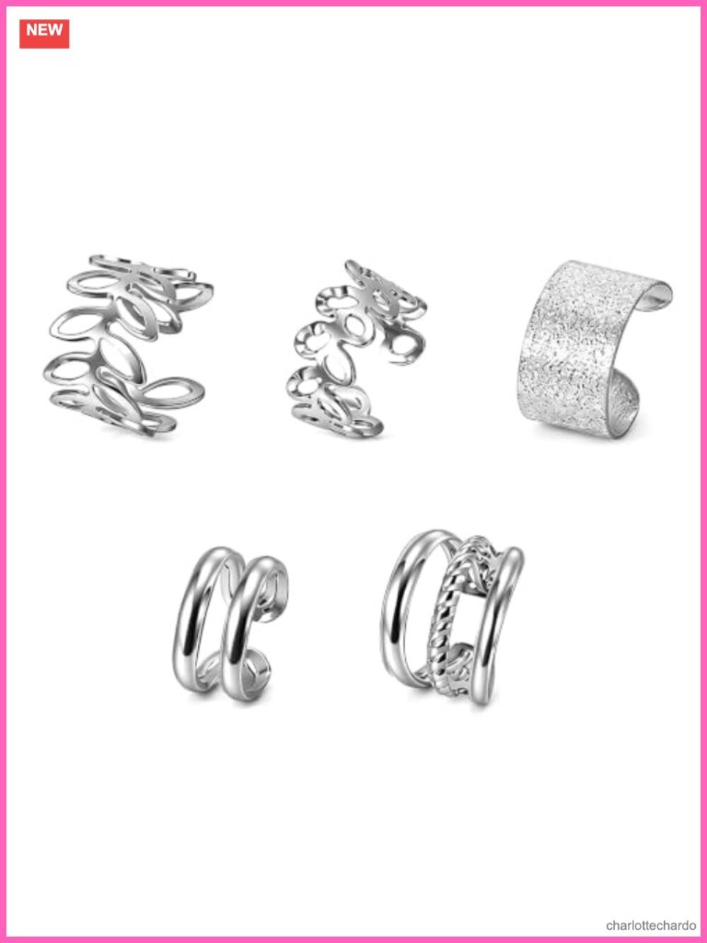 5 Pc Ear Cuff Earrings Non Piercing Adjustable Alloy Cuff Set